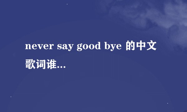 never say good bye 的中文歌词谁能告诉我