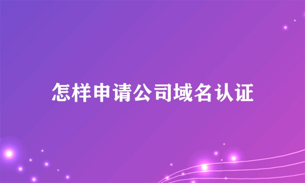 怎样申请公司域名认证