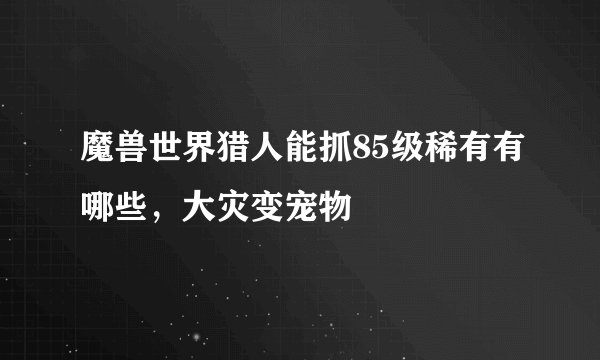 魔兽世界猎人能抓85级稀有有哪些，大灾变宠物