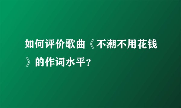 如何评价歌曲《不潮不用花钱》的作词水平？