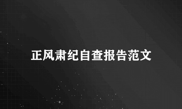 正风肃纪自查报告范文