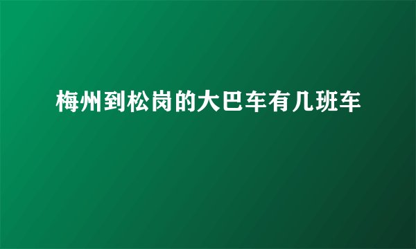 梅州到松岗的大巴车有几班车