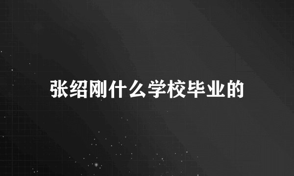 张绍刚什么学校毕业的