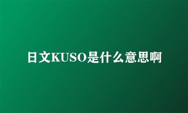 日文KUSO是什么意思啊