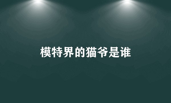 模特界的猫爷是谁