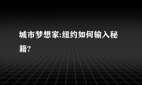 城市梦想家:纽约如何输入秘籍?