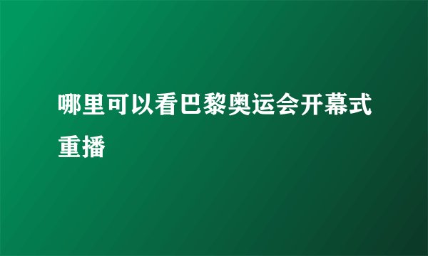哪里可以看巴黎奥运会开幕式重播