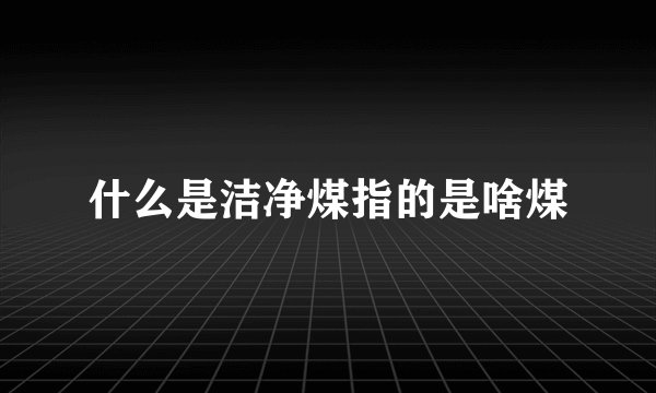 什么是洁净煤指的是啥煤