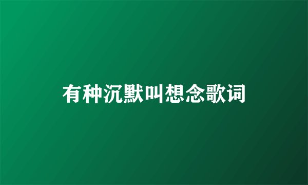 有种沉默叫想念歌词
