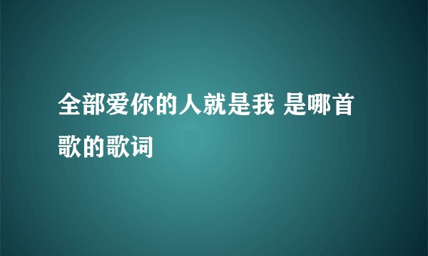 全部爱你的人就是我 是哪首歌的歌词