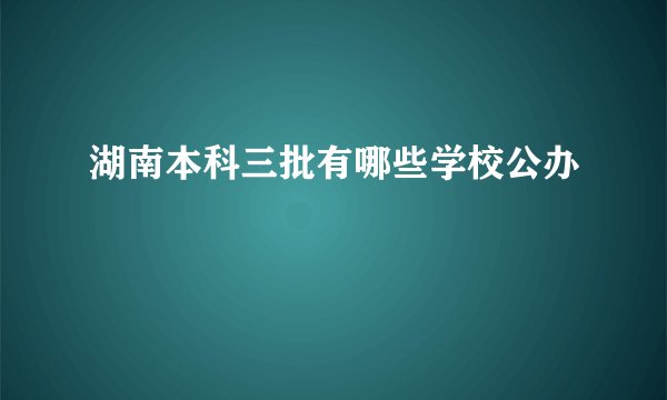 湖南本科三批有哪些学校公办