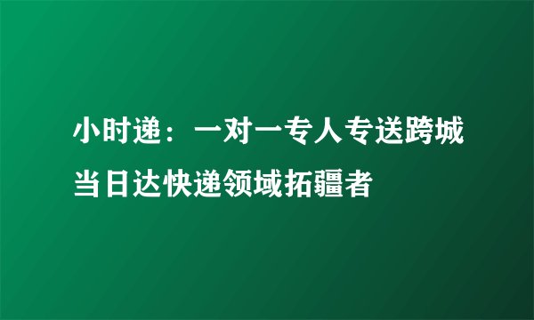 小时递:一对一专人专送跨城当日达快递领域拓疆者