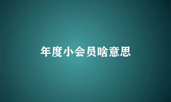 年度小会员啥意思