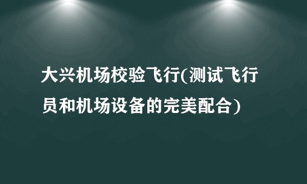 大兴机场校验飞行(测试飞行员和机场设备的完美配合)