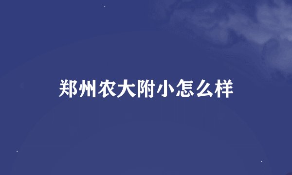 郑州农大附小怎么样