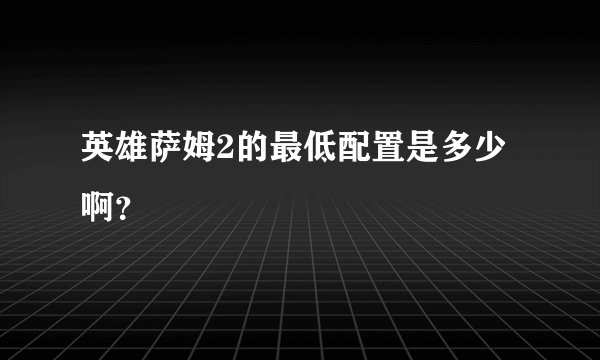 英雄萨姆2的最低配置是多少啊？