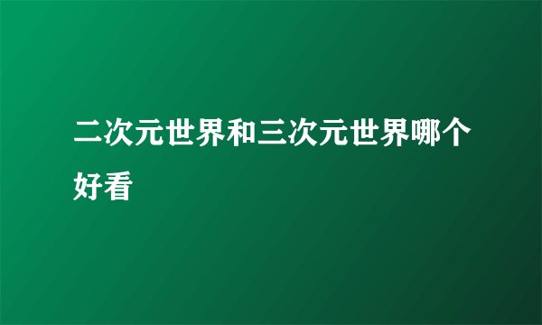 二次元世界和三次元世界哪个好看