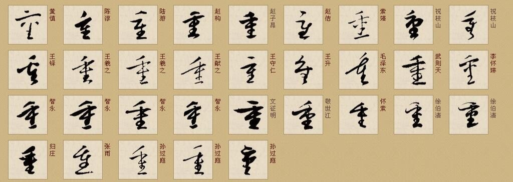 重字、期字的草书怎么写
