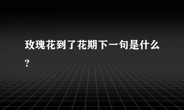 玫瑰花到了花期下一句是什么?