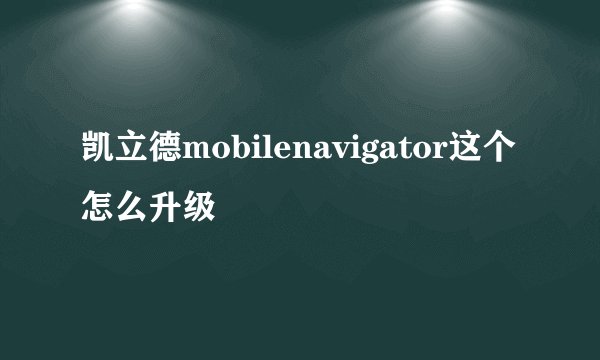 凯立德mobilenavigator这个怎么升级