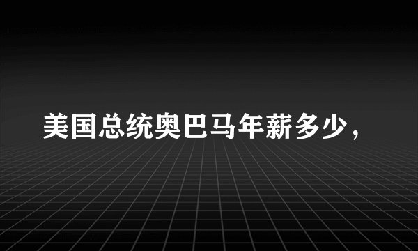 美国总统奥巴马年薪多少，