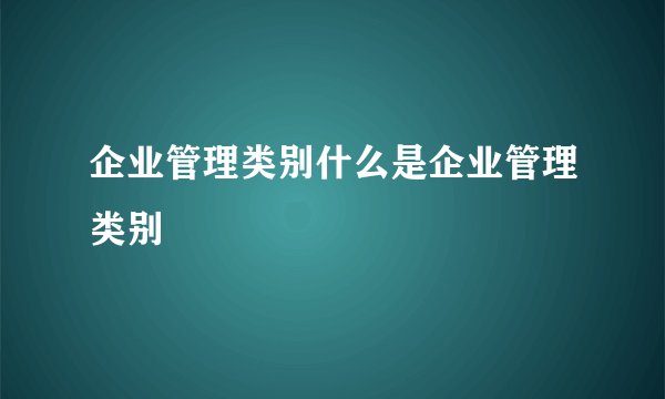 企业管理类别什么是企业管理类别