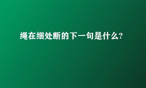 绳在细处断的下一句是什么?