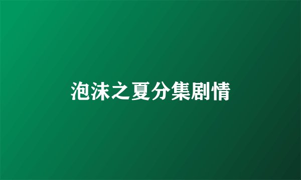 泡沫之夏分集剧情