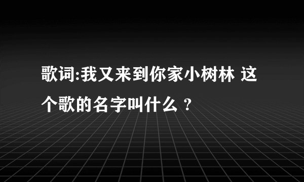 歌词:我又来到你家小树林 这个歌的名字叫什么 ?