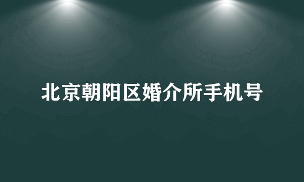 北京朝阳区婚介所手机号