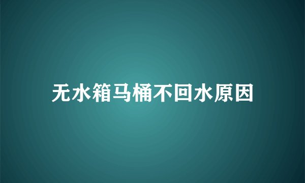 无水箱马桶不回水原因
