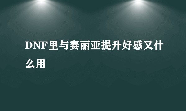 DNF里与赛丽亚提升好感又什么用
