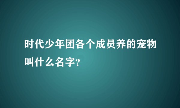 时代少年团各个成员养的宠物叫什么名字？