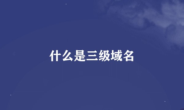 什么是三级域名