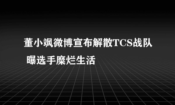 董小飒微博宣布解散TCS战队 曝选手糜烂生活