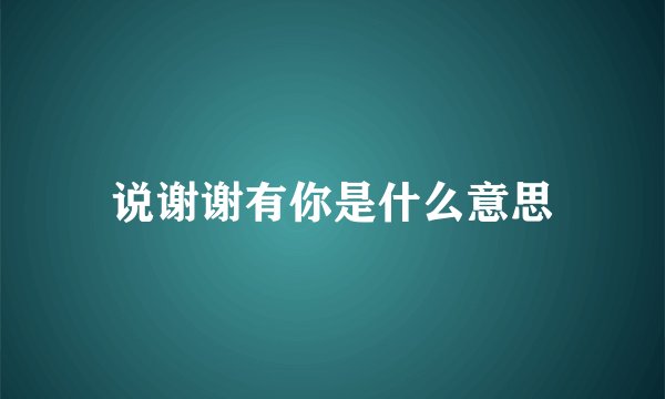 说谢谢有你是什么意思