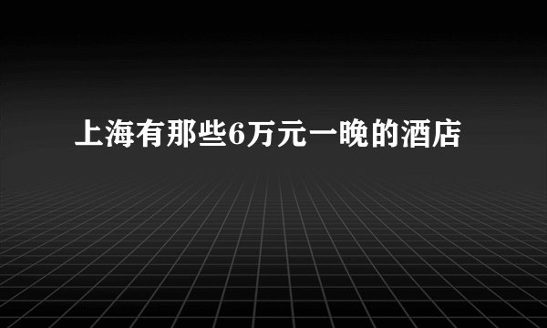 上海有那些6万元一晚的酒店