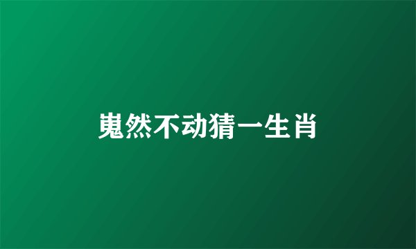 嵬然不动猜一生肖
