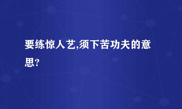 要练惊人艺,须下苦功夫的意思?