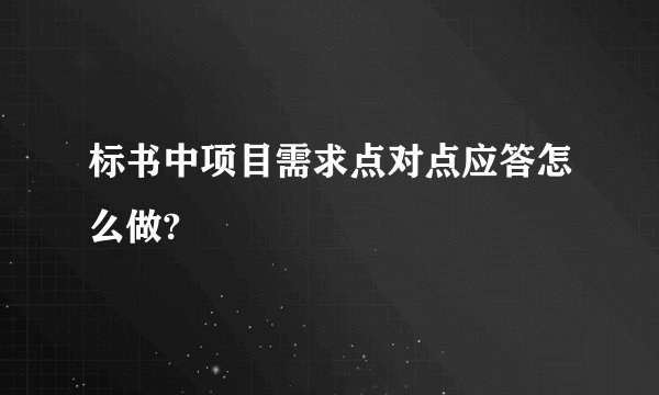 标书中项目需求点对点应答怎么做?