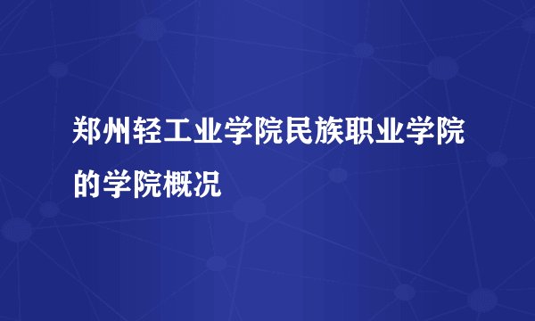 郑州轻工业学院民族职业学院的学院概况