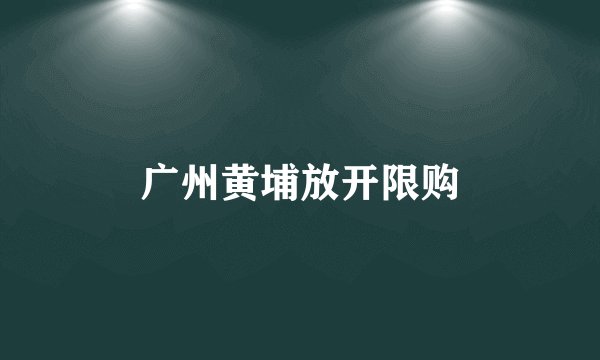 广州黄埔放开限购