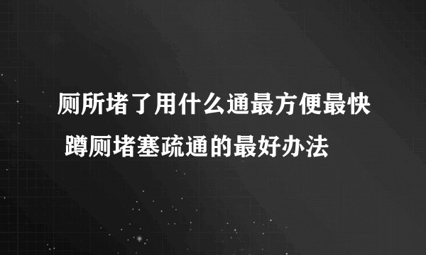 厕所堵了用什么通最方便最快 蹲厕堵塞疏通的最好办法