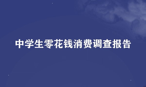 中学生零花钱消费调查报告