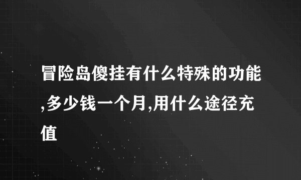 冒险岛傻挂有什么特殊的功能,多少钱一个月,用什么途径充值