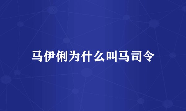 马伊俐为什么叫马司令