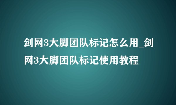 剑网3大脚团队标记怎么用_剑网3大脚团队标记使用教程