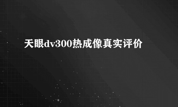 天眼dv300热成像真实评价