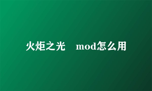 火炬之光 mod怎么用