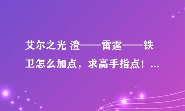 艾尔之光 澄——雷霆——铁卫怎么加点，求高手指点！！！！！！！！！！